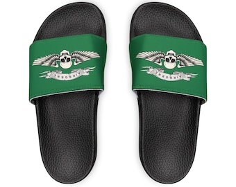 Airborne Slides for Men: Green & Black Custom Sandals