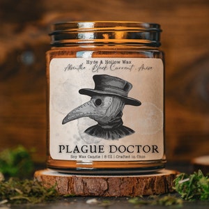 The Plague Doctor, Black Currant & Absinthe Candle, Spooky Candles, Dark Academia Gift, Gothic Wax Melt, Spooky Decor, Occult Decor