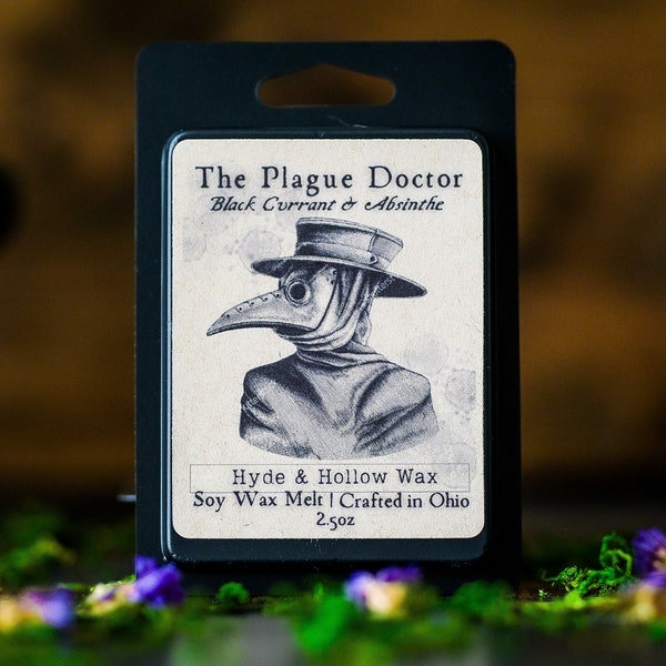 The Plague Doctor, Black Currant & Absinthe Wax Melt, Spooky Wax Melts, Dark Academia Gift, Gothic Wax Melt, Spooky Decor,