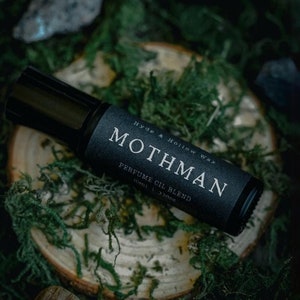 Mothman Rollerball Perfume Oil, Cryptic Cryptids, Earthy Moss Juniper Fragrance