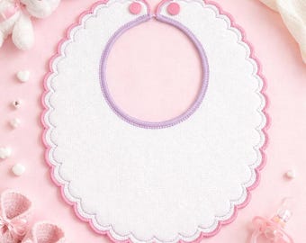 Scalloped Baby Bib Machine Embroidery Design (Digital Download)