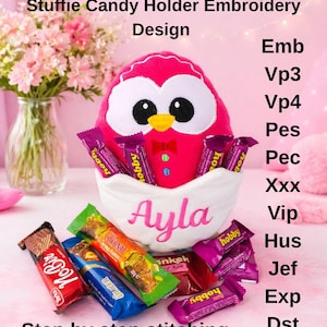 Personalized Easter Chick Egg Stuffie Embroidery Design | Candy Holder Plush (Digital Download)