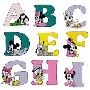 Mickey baby Alphabet , Alphabet  machine embroidery design,Letters Digital embroidery design,instant download.