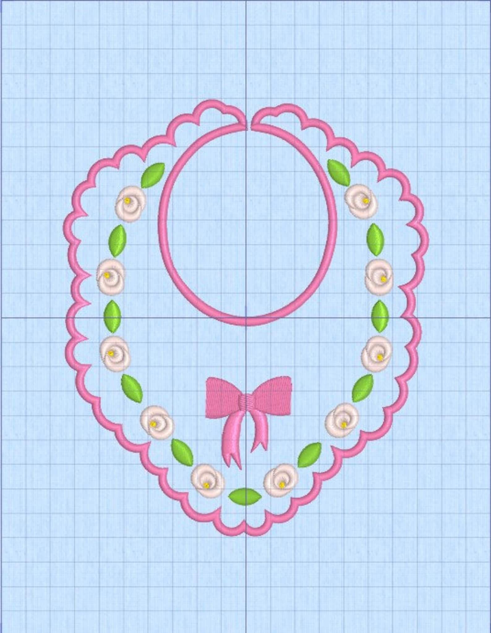 Baby Bib Machine Embroidery Design, Baby Bib Digital Embroidery Design