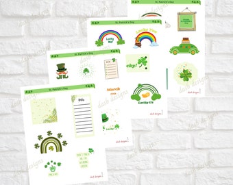 St. Patrick's Day printable stickers, digital stickers, Lucky stickers, Decorating, Craft stickers, Fun to share stickers