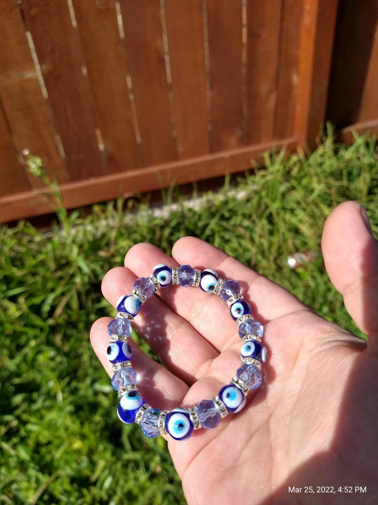 Evil Eye Bead Stretch Braclet Etsy