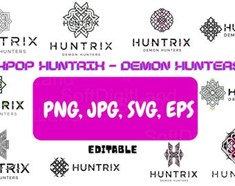 Huntrix Kpop Logo Pack svg png jpg eps, Dämonenjäger inspirierte Logos, Saja Boys Fan Art, Cosplay Badge Designs, Sofortiger Download