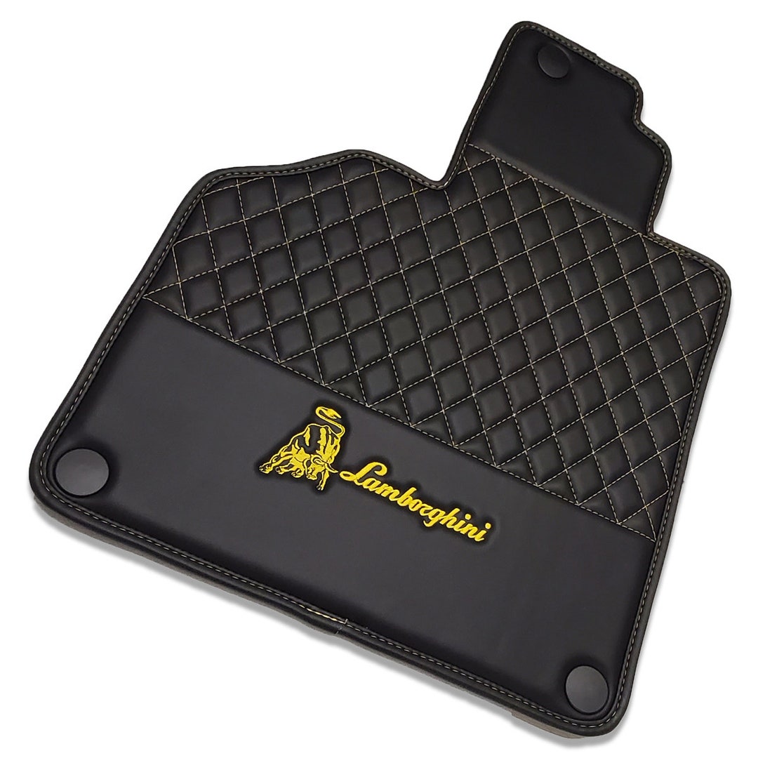 Black Diamond Car Floor Mats Yellow Trim Fits Etsy