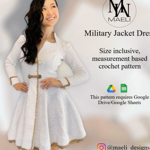 MAELI Designs Military Jacket Dress Crochet Pattern PDF Size Etsy