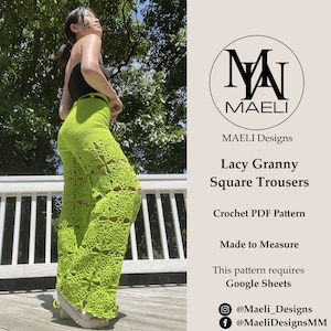 Lacy Granny Square Trousers Crochet Pattern PDF Size Inclusive - MAELI Designs