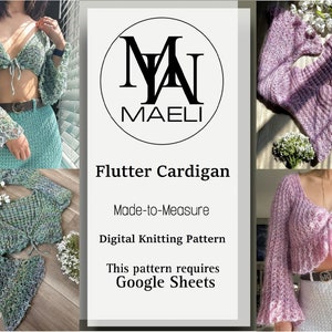 Flutter Cardigan Crop Top Digital Knitting Pattern Size Inclusive MAELI Designs image 1