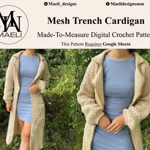 Mesh Trench Cardgian - Modèle de crochet numérique - Taille incluse - MAELI Designs