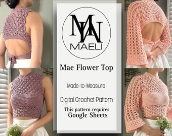 Mae Flower Top - May Flower Top - Digital Crochet Pattern - Size Inclusive - MAELI Designs