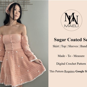 Sugar Coated Set - Skirt | Top | Sleeves | Bandana - Digital Crochet Pattern - Size Inclusive - MAELI Designs Heart Valentine's Day