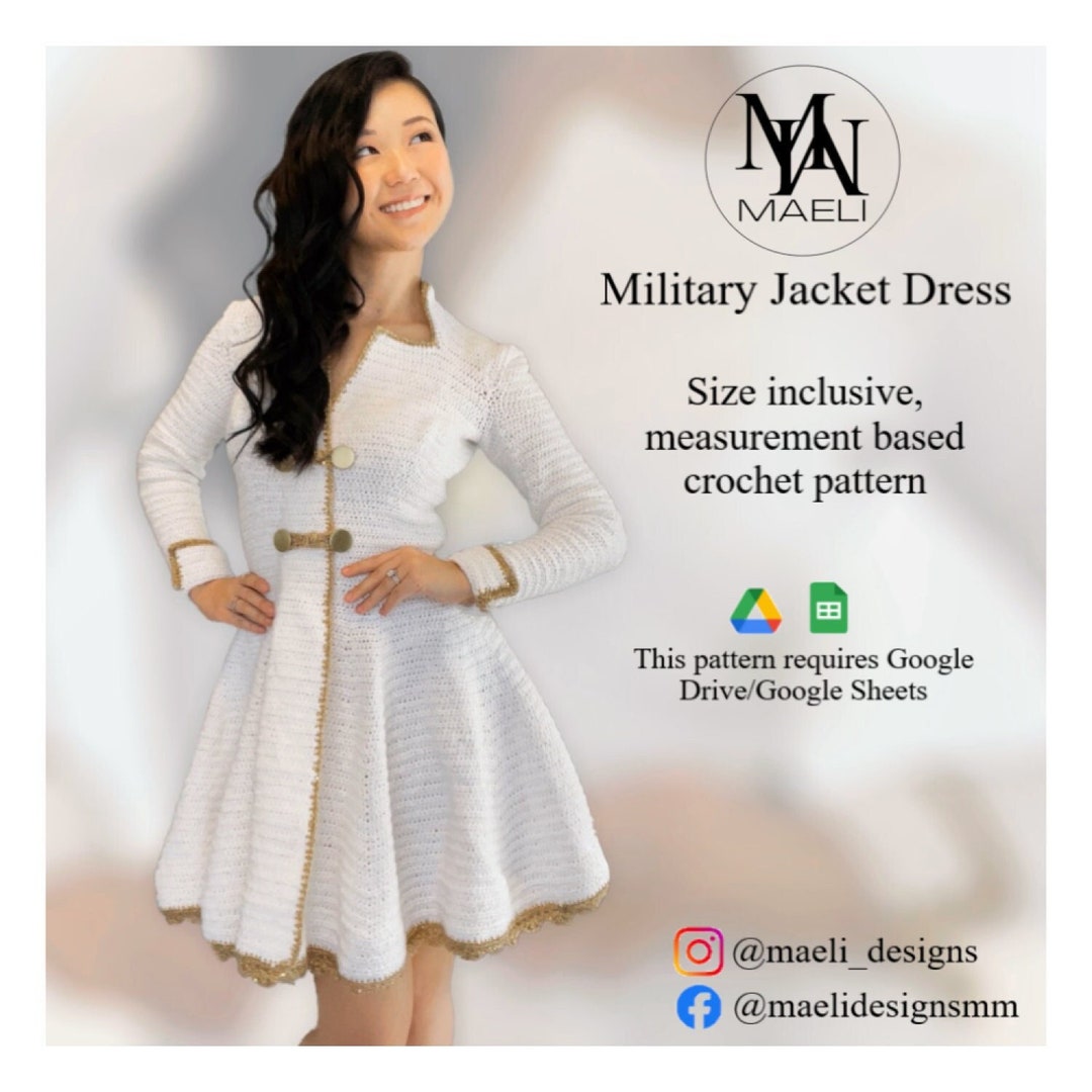 MAELI Designs Military Jacket Dress Crochet Pattern PDF Size Etsy