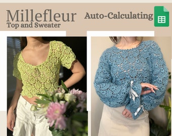 Millefleur Top and Sweater: Auto-Calculating Google Sheet Crochet Pattern - Size-Inclusive - MAELI Designs