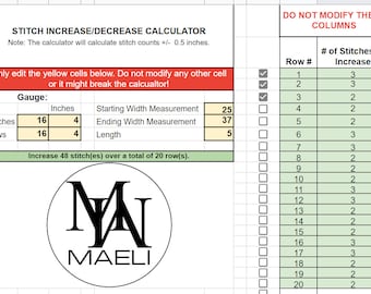 MAELI Designs - Stitch Calculator - Google Sheet File