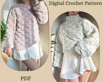 Verglas Sweater:  M2M PDF Crochet Pattern - Made to measure - Size Inclusive - MAELI Designs