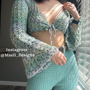 Flutter Cardigan Crop Top Digital Knitting Pattern Size Inclusive MAELI Designs image 3