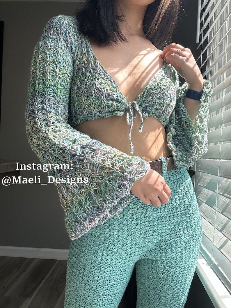 Flutter Cardigan Crop Top Digital Knitting Pattern Size Inclusive MAELI Designs image 3