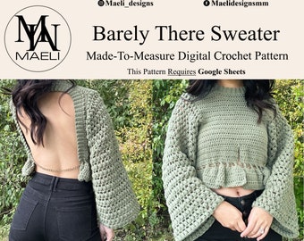 Barely There Sweater  - Backless - Digital Crochet Pattern - Size Inclusive - MAELI Designs