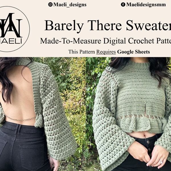 Barely There Sweater  - Backless - Digital Crochet Pattern - Size Inclusive - MAELI Designs