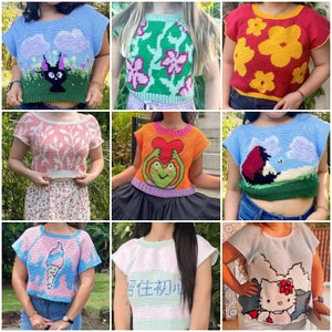 Tapestry Tee Custom Colorwork Digital T-Shirt Crochet Pattern Size Inclusive MAELI Designs image 3