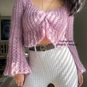 Flutter Cardigan Crop Top Digital Knitting Pattern Size Inclusive MAELI Designs image 2