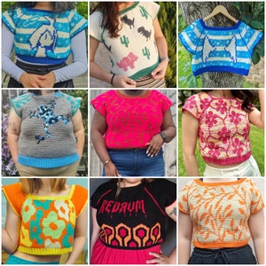 Tapestry Tee Custom Colorwork Digital T-Shirt Crochet Pattern Size Inclusive MAELI Designs image 2