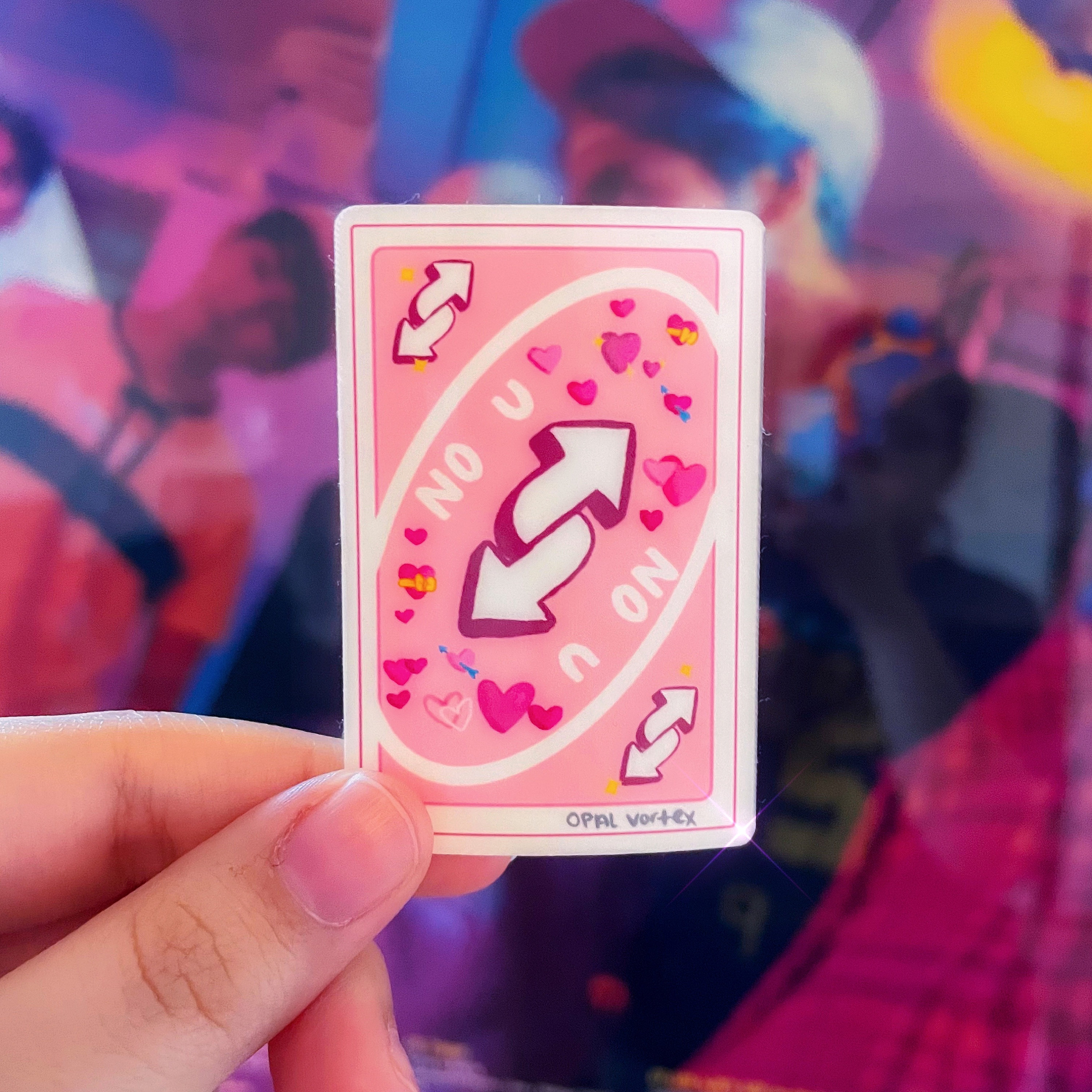 Reverse Uno no U Heart Meme Card Pink Aesthetic Cute 