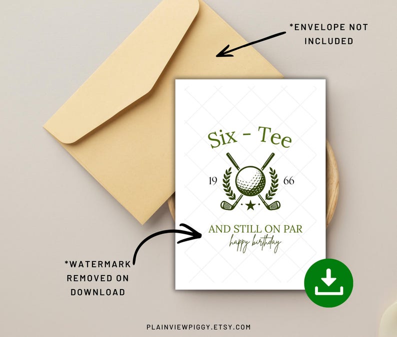 60th Birthday Golf Card Digital Download Six-tee and Still on Par Golf ...