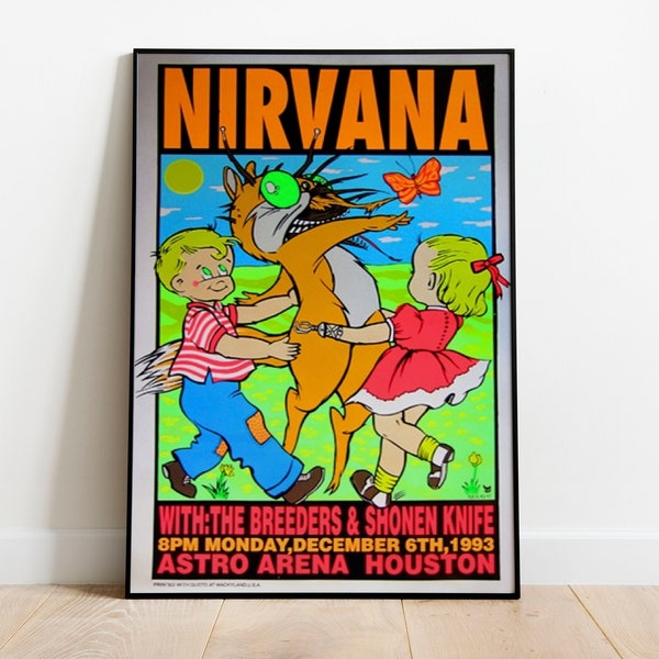 Póster de concierto de Frank Kozik Nirvana, póster Retro de Kozik, póster de concierto de banda de Rock, sin marco