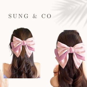 PINK HAIR BOW/Oversized Hairbow/French Hair Bow Clip/Ladies Hair Bow/French Bow/Hair Barrette/Hair Bow/Hair Clip/Pink Bow/Pink Clip/Girl