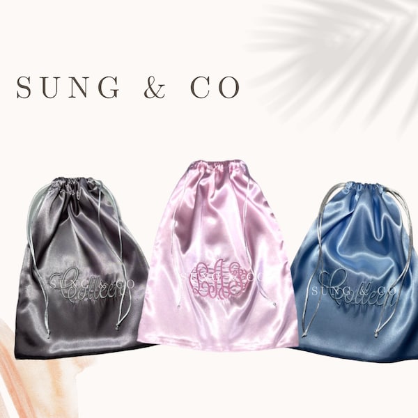 Sac pour lingerie en satin/Cadeaux pour demoiselles d'honneur/Sac de voyage pour lingerie/Sac pour lingerie de la mariée/Cadeau pour shower de mariage/Sac à lingerie personnalisé/Sac personnalisé/Cadeau