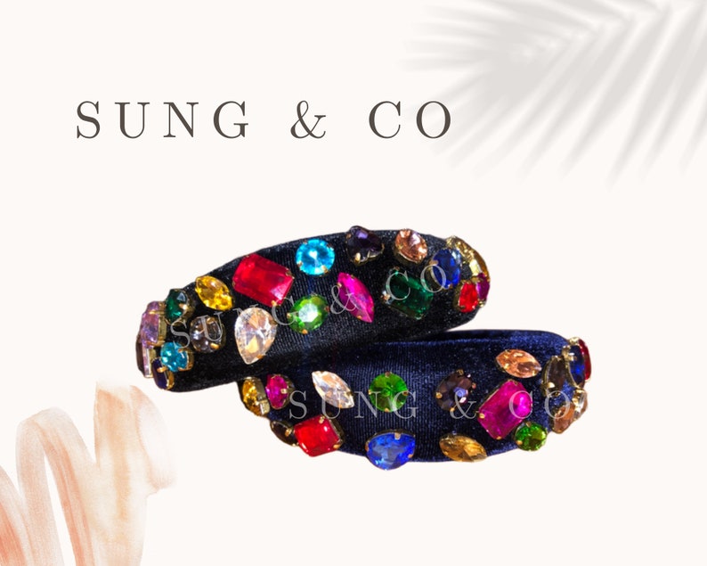 Jeweled Velvet Headband/handsewn/embellished Etsy