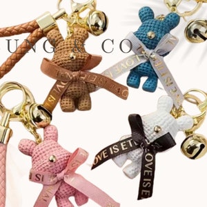 BOW BELL BEAR Keychain/Weaving Bag Pendant/Bear Keychain/Teddy Bear Keychain/Pendant Charm/Cute Keycharm/Zipper Charm/Bag Charm/Gift