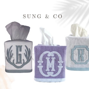 Monogrammed Applique Tissue Box Cover/Custom Applique Tissue Box/Custom Tissue Box Cover/Tissue Box Cover/Personalized Tissue Box Cover