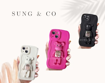 3D Bear iPhone 14 Pro Case, Rotating Kickstand