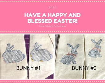 Handmade Linen Easter Wreath Sash: Bunny & Initial
