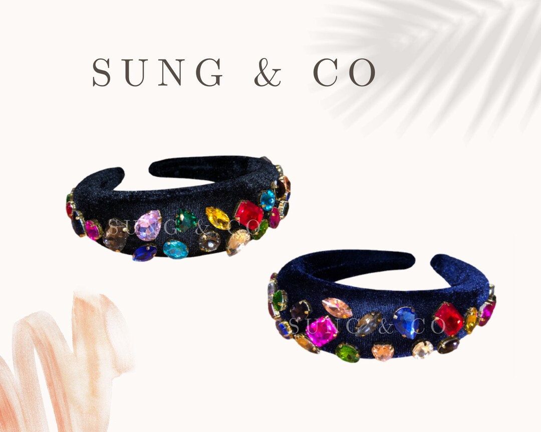 Jeweled Velvet Headband/handsewn/embellished Etsy