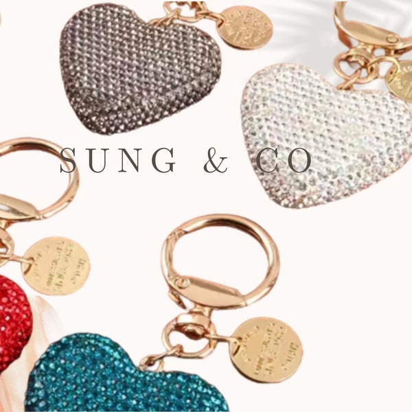 RHINESTONE 3D HEART KEYCHAIN/Bling Keychain/Heart Keychain/3D Heart Charm/Zipper Charm/Bag Charm/Cute Heart Keychain/Gift/Keychain/3D Heart