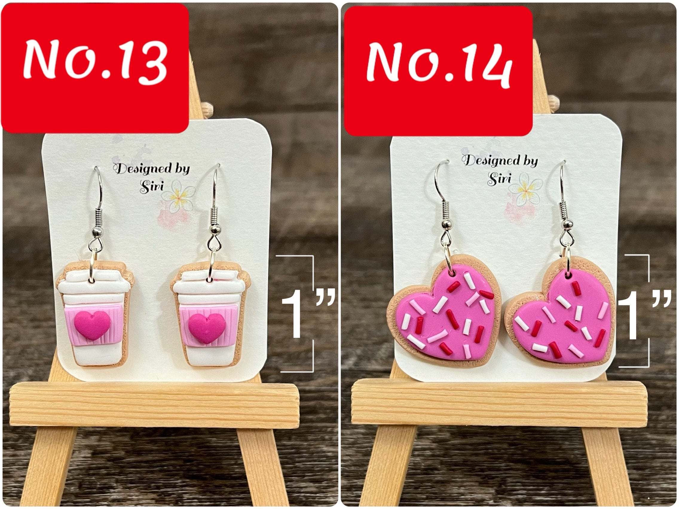 Valentines Day Earrings Polymer Clay Earrings Red pink Heart Cookie Love Earrings Light Weight Fish Hook Wires Sweater Mason Jar Earrings
