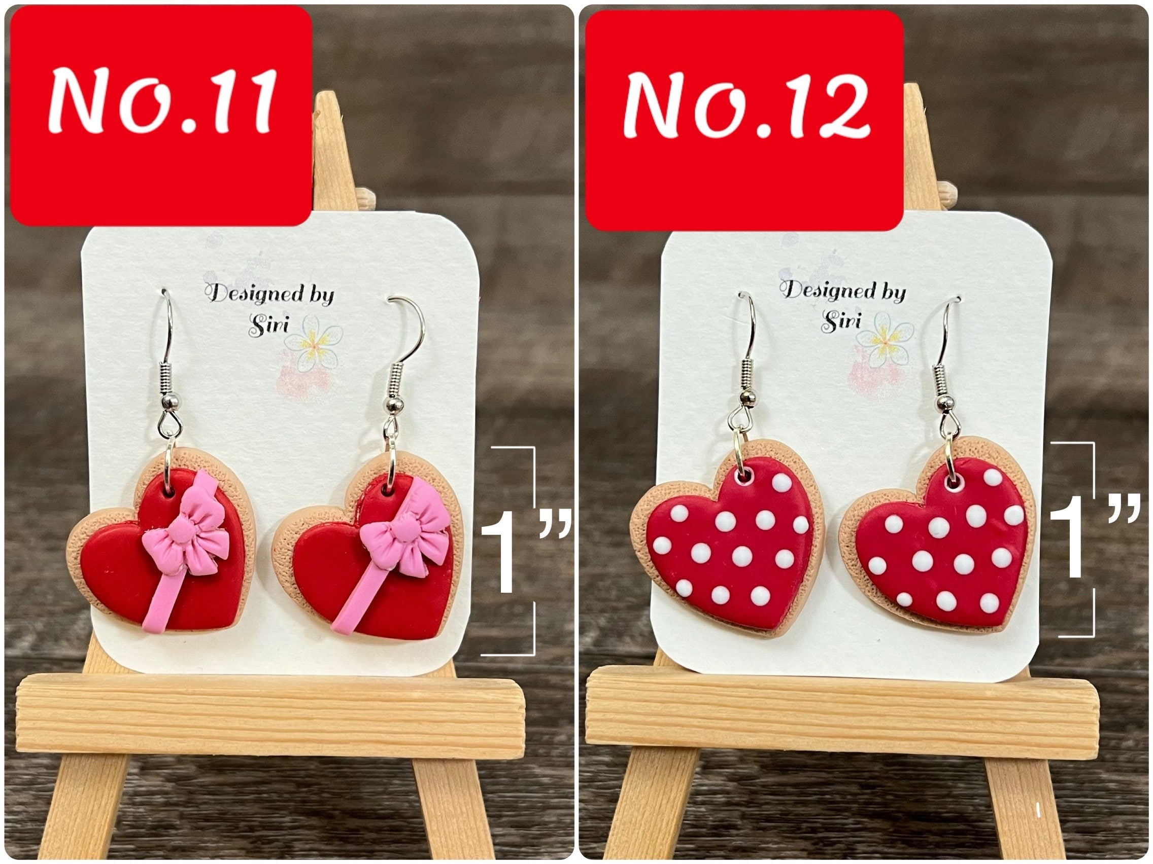 Valentines Day Earrings Polymer Clay Earrings Red pink Heart Cookie Love Earrings Light Weight Fish Hook Wires Sweater Mason Jar Earrings