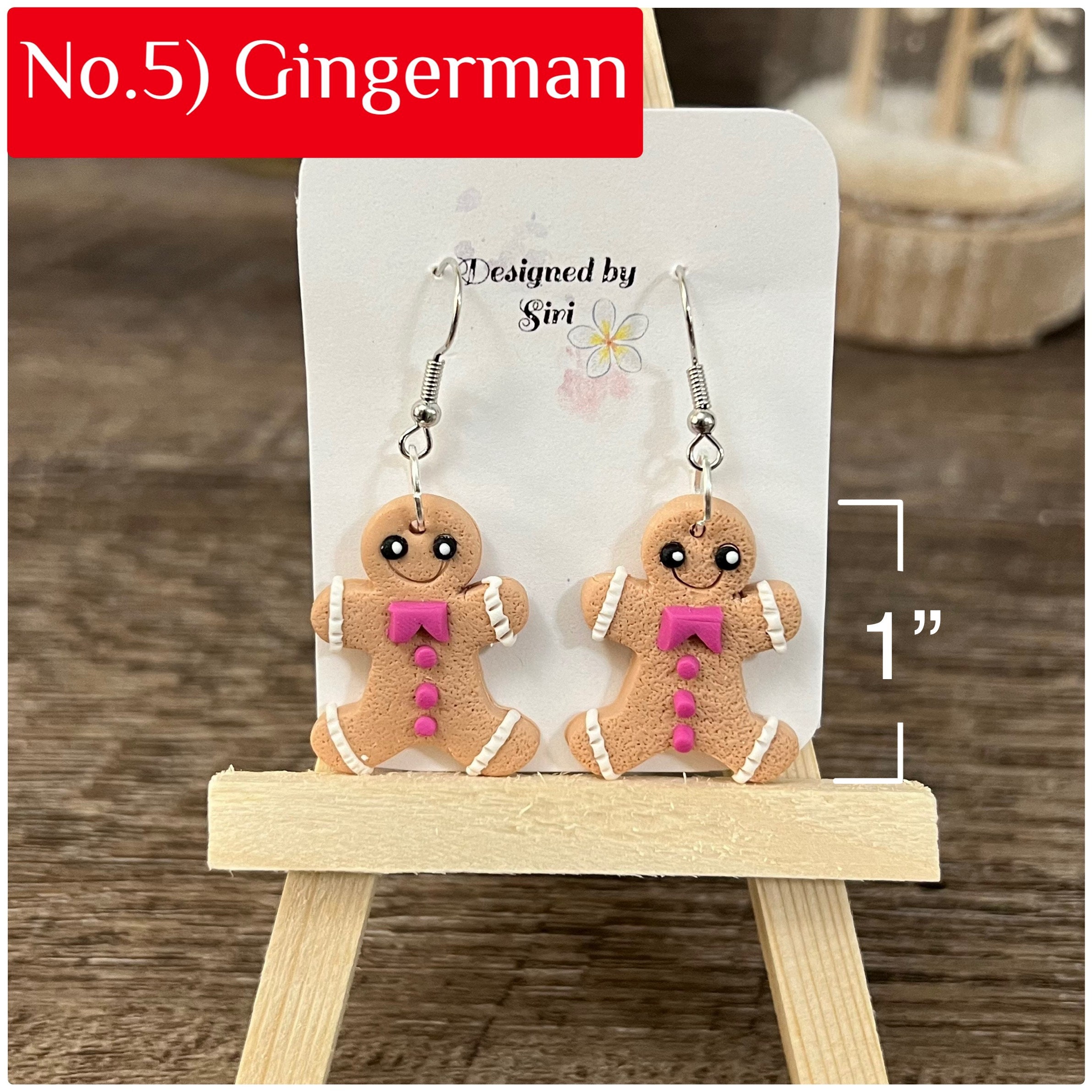 Pink Christmas Earrings, Snowman Earrings Clay, Fish Hook Wires Dangle Sugar Cookie Handmade Jewelry, Pine Tree Christmas Tree Earrings