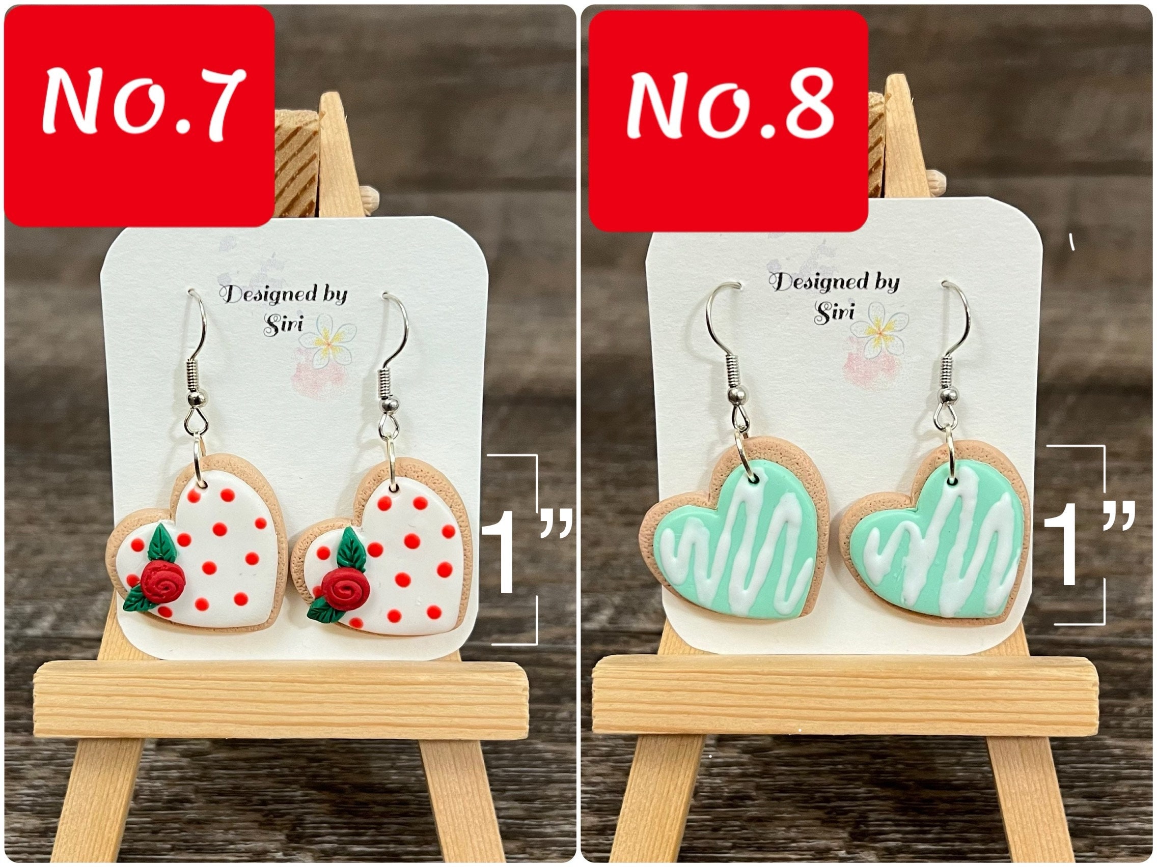 Valentines Day Earrings Polymer Clay Earrings Red pink Heart Cookie Love Earrings Light Weight Fish Hook Wires Sweater Mason Jar Earrings