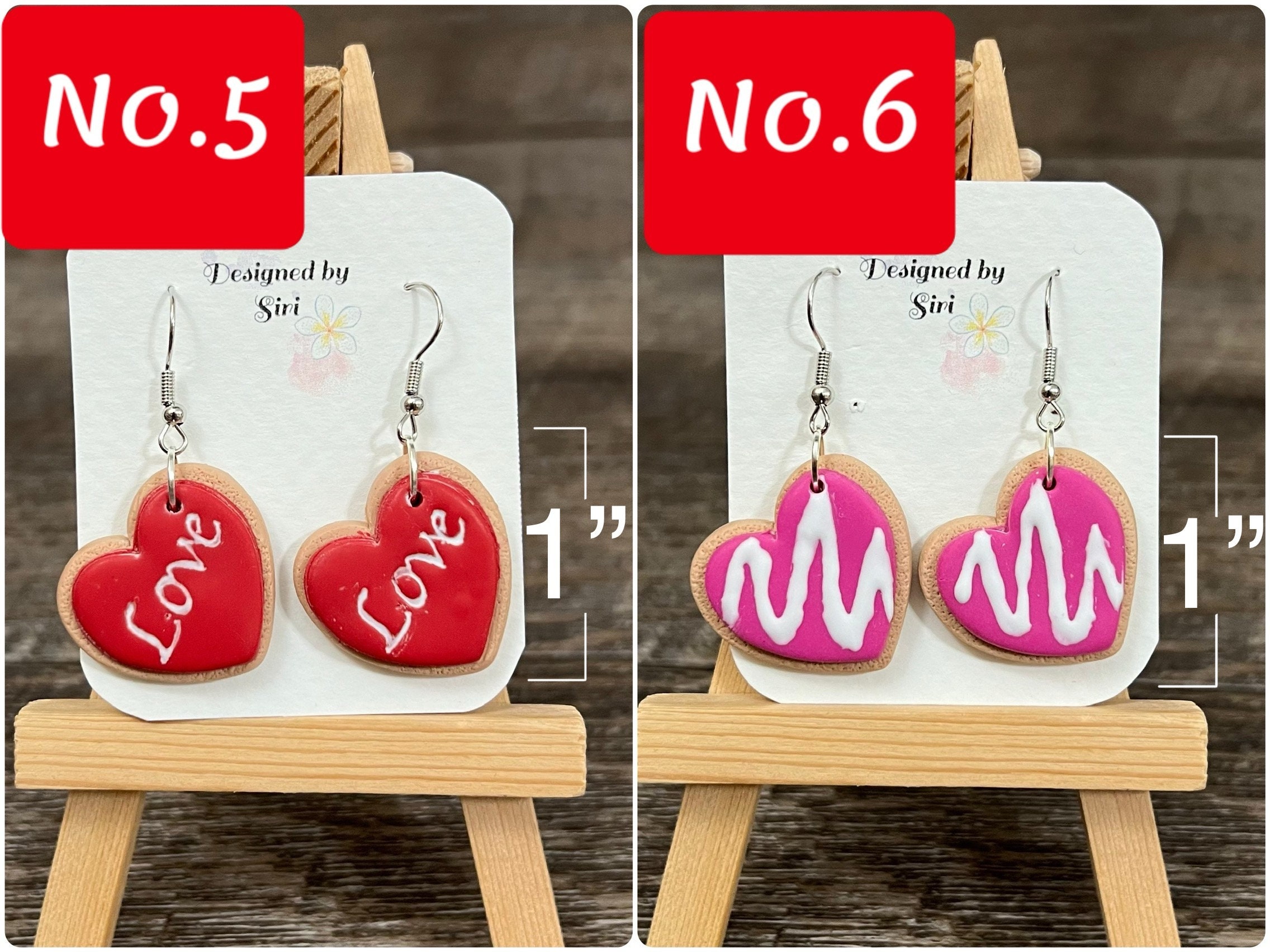 Valentines Day Earrings Polymer Clay Earrings Red pink Heart Cookie Love Earrings Light Weight Fish Hook Wires Sweater Mason Jar Earrings