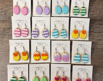 Pendientes de huevo de Pascua coloridos hechos a mano, colgantes pastel livianos perfectos para atuendos de primavera, canastas de Pascua y lindos regalos de joyería festiva.