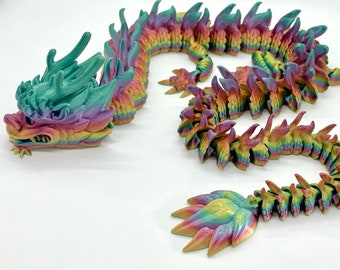 3D Printed Articulating Dragon 27 Inch Flexi Factory Exclusive Sea Dragon Crystal Dragon Giant Flexible Fidget Toy Articulated Cinderwing