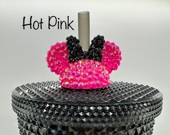 Custom Handmade Rhinestone Minnie Mouse Straw Topper Bedazzled Starbucks Tumbler Bling Handmade Disney Inspired Mickey