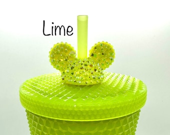 Custom Handmade Rhinestone Mickey Straw Topper Bedazzled Starbucks Tumbler Bling Handmade Disney Inspired